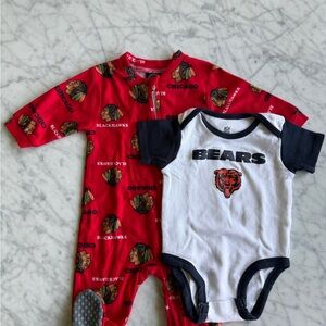 Chicago Bears & Blackhawks Kids One-Piece Set - Red & White